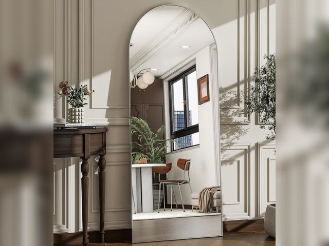 Lot 96-181789 - 57" x 20" Arched Full Length Mirror - Wall Mounted/Floor Mirror Aluminum Alloy Frame Full Body Mirro...