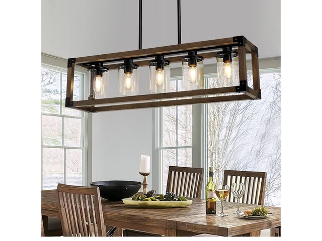 Lot 96-164319 - 5-Light Kitchen Island Lighting, 35.4-Inch Hanging for Farmhouse Linear Chandeliers,Dining Room Ligh...
