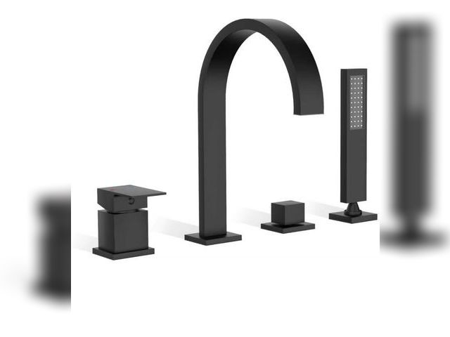 Lot 96-180351 - High Arc Roman Tub Faucet Set with Rough-in Valve and Hand Shower Deck Mounted 4 Holes Brass Bathtub...