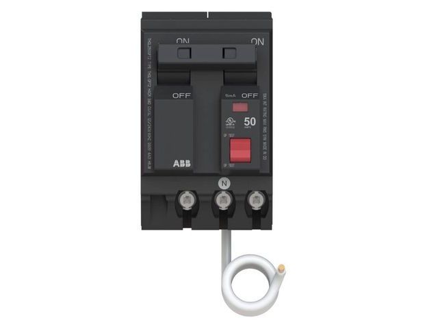 Lot 96-230416 - ABB
50 Amp 240-Volt Double Pole
Ground Fault Breaker with Self-Test (THQL2150GFT2A) MRSP $147
Lightl...
