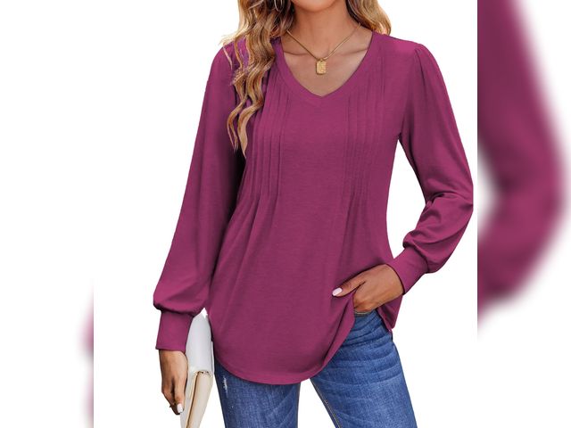Lot 96-278630 - Fantaslook Long Sleeve Shirts for Women Fall Tops Dressy Casual Blouses Pleated V Neck Tunic Tops
Si...