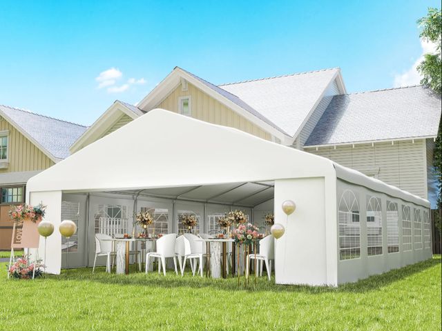 Lot 96-166013 - Outsunny 23' x 39' Heavy Duty Party Tent &amp; Carport with Removable Sidewalls and Double Doors, La...