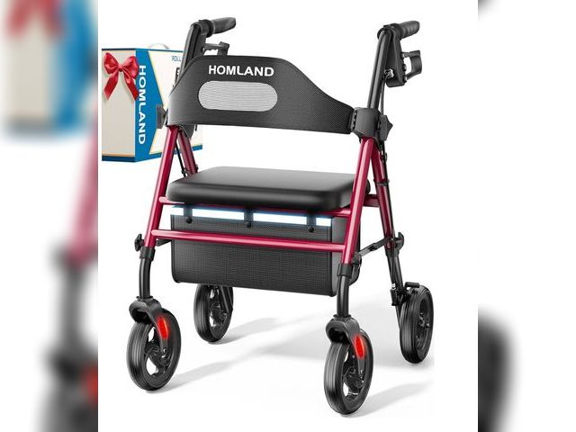 Lot 96-164050 - Foldable Rollator Walkers with Seat for Seniors, 8'' Big Wheels, 350 lb. Weight Capacity, Adjustable...