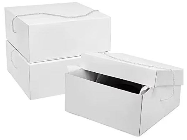 Lot 96-181025 - Paper Mart White Hat Boxes, 18 x 18 x 7 Inches, Pack of 25, Extra Large Gift Boxes With Lids for Pre...