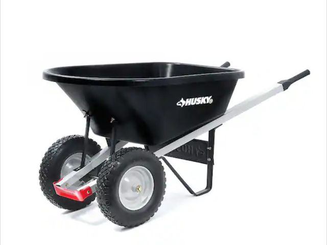 Lot 96-198182 - Husky 
6 cu. ft. Dual-Wheel, Poly Wheelbarrow with 8 in. Flat-Free Tires New MSRP $139