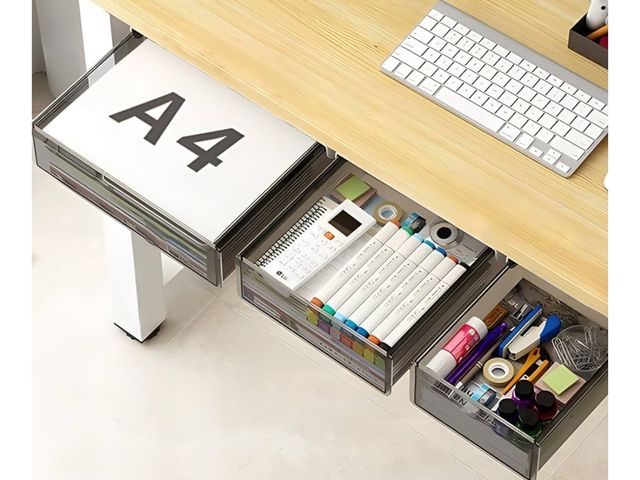 Lot 96-171111 - Under Desk Table Drawer Storage Organizer,3 Pack Large &amp; Medium &amp; Small Slide Out Desk Drawe...
