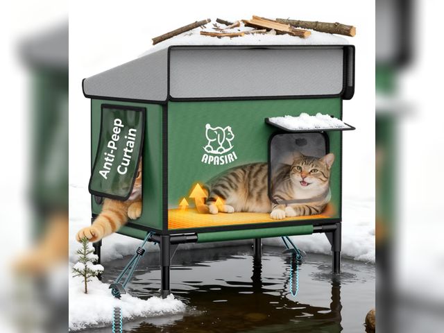 Lot 96-190846 - Apasiri Heated Cat House for Outdoor: Weatherproof Outside Cat Shelter, Insulated Cat House Outdoor ...