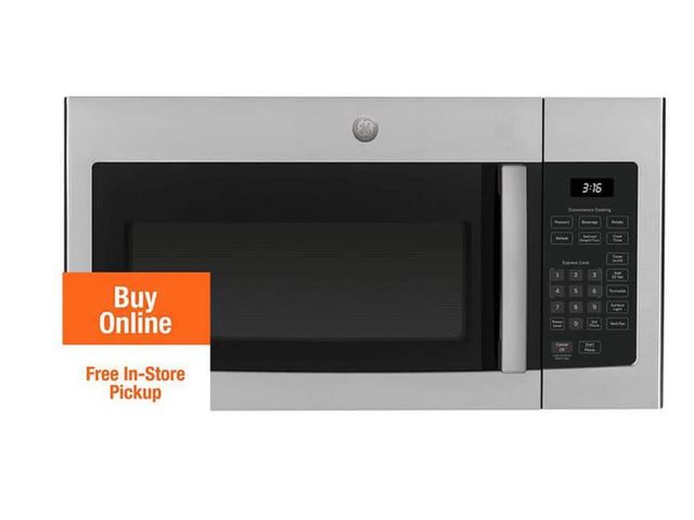 Lot 96-179653 - 1.6 cu. ft. Over-the-Range Microwave in Stainless Steel MSRP $389 New, missing plate