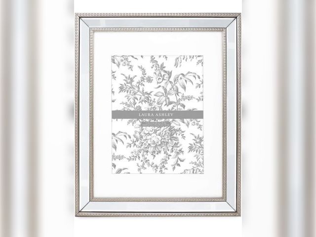 Lot 96-195261 - Laura Ashley 11x14 (Matted 8x10) Champagne Mirror Bead Picture Frame, Classic Mirrored Frame with Be...