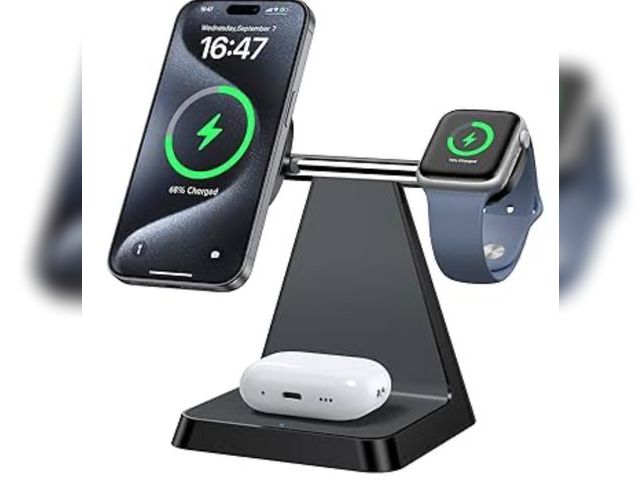 Lot 96-164502 - Charging Station for Multiple Devices Apple: Woruda 3 in 1 Magnetic Wireless Charger Stand for Mag S...