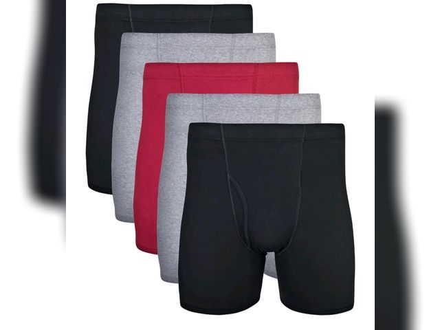 Lot 96-230734 - Gildan Adult Men's Boxer Briefs With Covered Waistband, 5-Pack Size Large  New