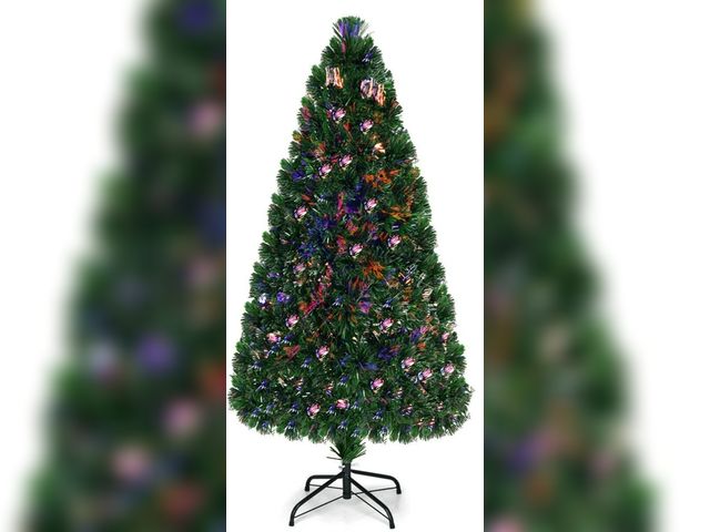 Lot 96-197740 - Costway 5Ft Pre-Lit Fiber Optic PVC Christmas Tree Metal Holiday
New
