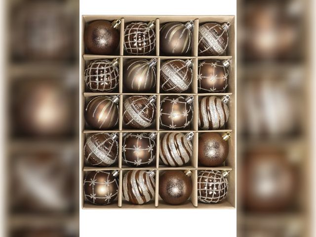 Lot 96-193579 - 20 packs of Christmas Tree Ball Ornaments 20ct Set, 2.36 Inch Copper Brown Gold Christmas Decoration...