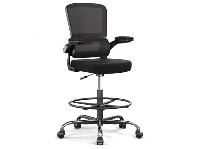 Lot 96-180602 - Ergonomic Drafting Chair with Footrest,Tall Office Chair for Standing Desk with Flip-up Armrests wit...
