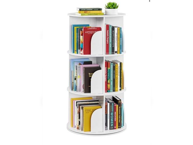 Lot 96-174102 - SpaceAid 3 Tier Rotating Bookshelf Tower, Spinning Bookcase Lazy Susan, Revolving 360 Book Shelf Sto...