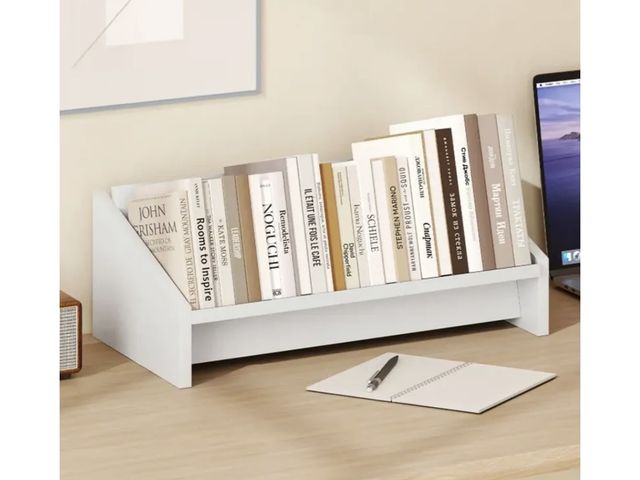 Lot 96-197989 - Wooden Tilting Bookcase Small Desktop Bookshelf Organizer for Magazines New