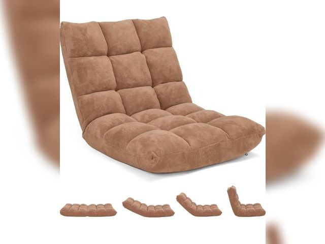 Lot 96-184915 - 14-Position Floor Sofa, Folding Gaming Sofa Chair, Comfy Cushions &amp; Study Steel Frame, Angle Adj...