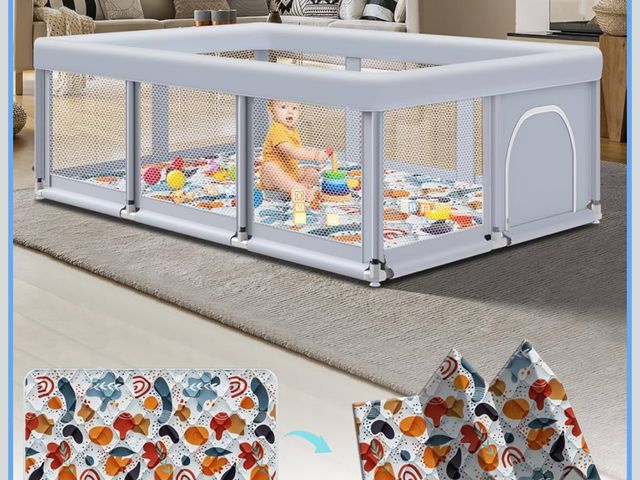 Lot 96-176878 - 74" ×50" Large Baby Playpen, Baby Playard for Babies and Toddlers, Play Pens for Indoor &amp; Outdoo...