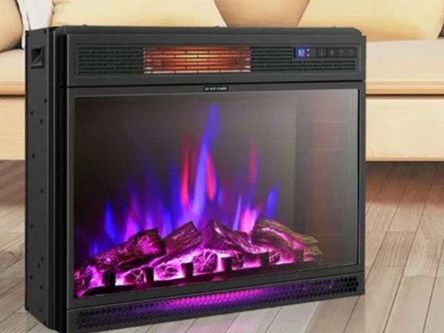 Lot 96-190023 - Costway 28'' Electric Fireplace Freestanding &amp; Recessed Heater Log Flame Remote 1350W
Lightly us...