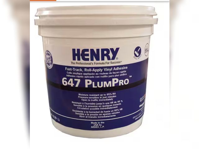 Lot 96-222366 - Henry 647 PlumPro 1 Gal. Luxury Vinyl Tile and Plank Flooring Adhesive Unused, a little bit leaked o...