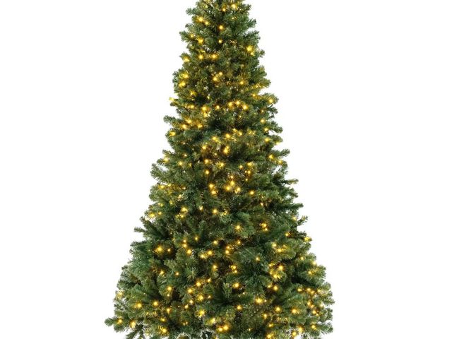 Lot 96-197447 - Goplus 7FT Pre-Lit Artificial Christmas Tree, Hinged Realistic Snowy Xmas Pine Tree W/ 450 Color Cha...