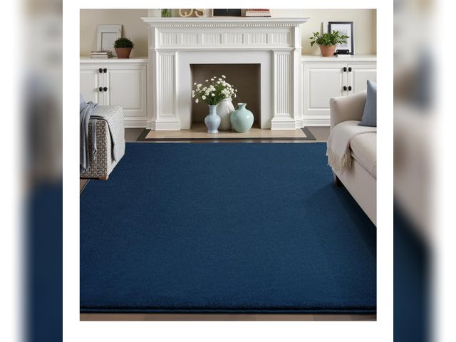 Lot 96-170468 - Navy Blue Area Rug for Living Room, Large Shaggy Rugs Low Pile Memory Foam Plush Rug for Bedroom, Ma...