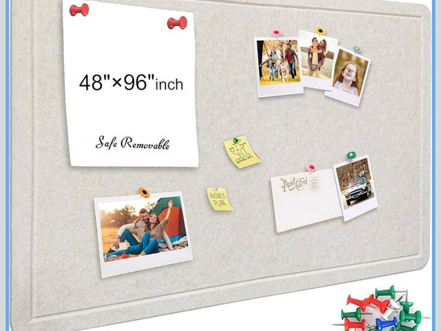 Lot 96-176707 - Large Bulletin Board - Foldable 96x48 Inches Cork Board Alternative with 20 Push Pins and 237 Pcs Gl...