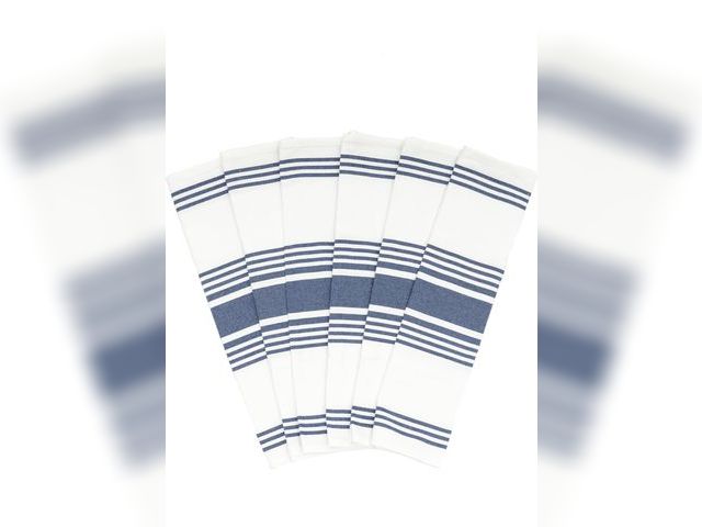Lot 96-171107 - Blue White Kitchen Towels - 6 Pack, 100% Cotton, 30"x20", Absorbent, Durable, Lint-Free Indigo Blue ...