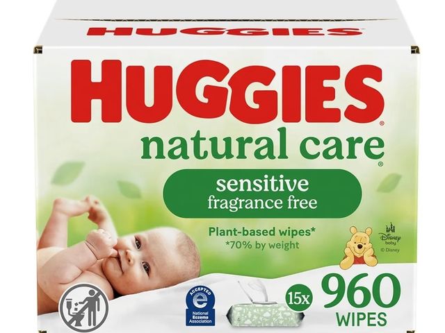 Lot 96-162986 - Huggies Natural Care Sensitive Baby Wipes, Unscented, Hypoallergenic, 99% Purified Water, 15 Flip-To...