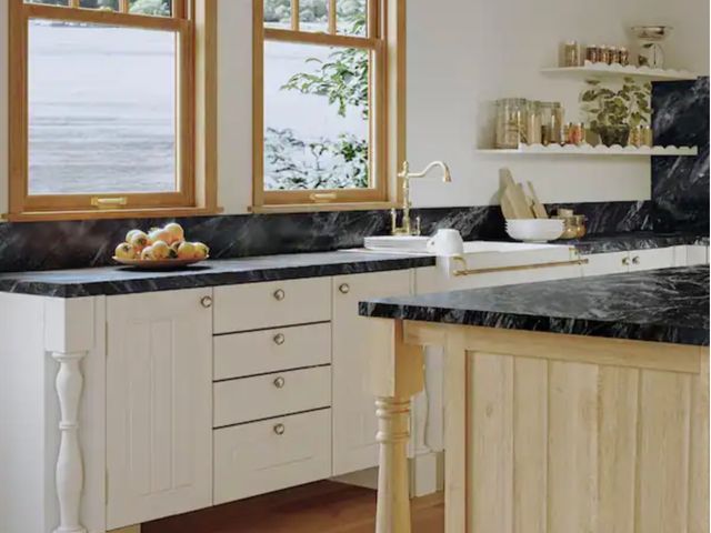 Lot 96-173810 - Hampton Bay
6 ft. Straight Laminate Countertop All-Inclusive Kit in Textured Sombra with Eased Edge ...