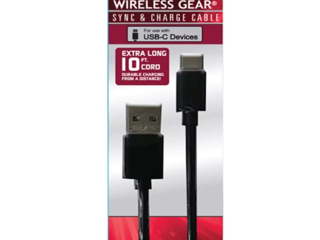 Lot 96-230339 - 2 Pack Wireless Gear USB-C Charge Cable, 10 ft New