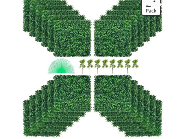 Lot 96-211313 - 48pcs Boxwood Panels - 20"x20" Artificial Faux Hedge Plant for 132 SQ Feet Per Boxwood Hedge Set - U...