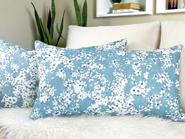 Lot 96-230438 - Aiking Set of 2 Printed 12 x 24 inch Decorative Throw Pillow Covers, Blooms Aqua
New