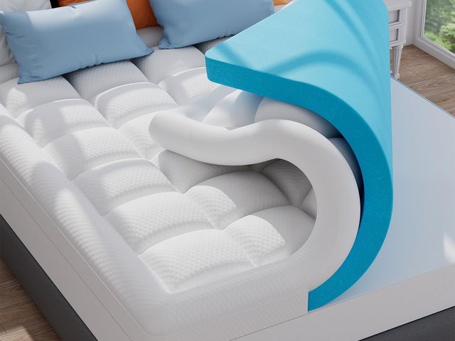 Lot 96-169662 - ELEMUSE Full Size Dual Layer 3 Inch Memory Foam Mattress Topper, 2 Inch Cooling Gel Memory Foam and ...