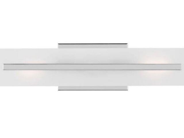 Lot 96-192728 - TIELLA Northcross 17.875 in. Small 2-Light Chrome Vanity Light with Satin Etched Glass Shade MSRP $1...