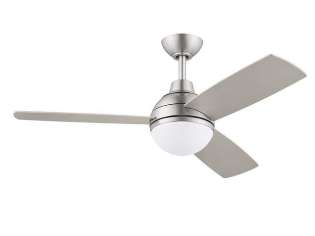 Lot 96-174617 - Hampton Bay Blaketon 46 in. Indoor/ Covered Outdoor Brushed Nickel Modern Ceiling Fan with Tunable L...
