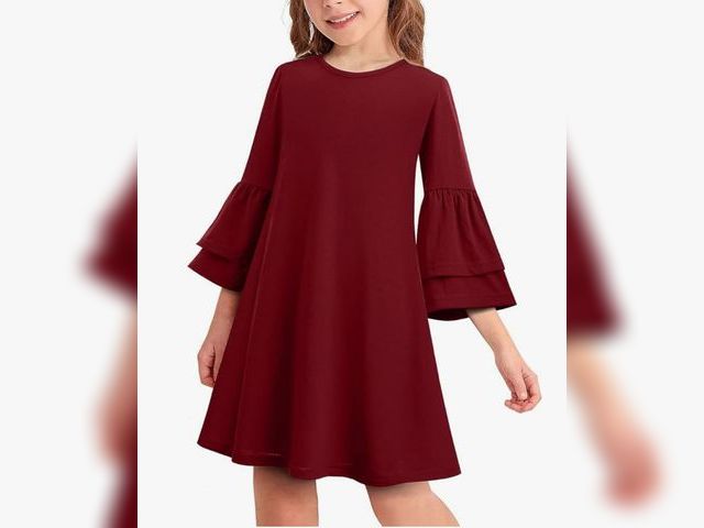 Lot 96-166453 - Girls Dress Sweet Cute Round Neck Bell Sleeve Shift Dress Mini Dress Size 9/10
New. Actual item is b...