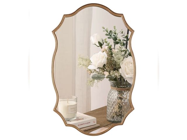 Lot 96-176640 - Wall Mirror in Vintage Golden, Decorative 20”x30“ Accent Vanity Mirrors, Wall Mounted Mirror Antique...