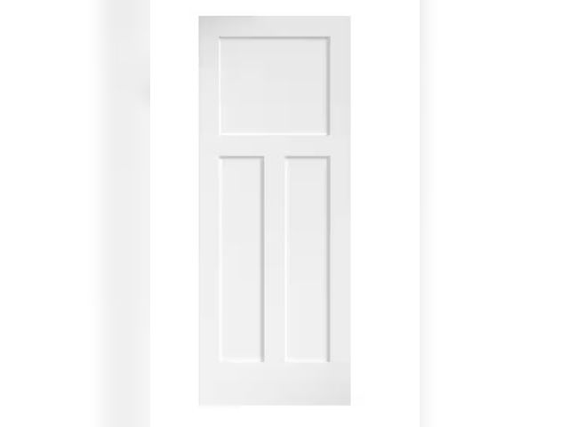 Lot 96-178257 - eightdoors 30 in. x 80 in. x 1-3/8 in. Shaker White Primed T-Shape 3-Panel Solid Core Wood Interior ...