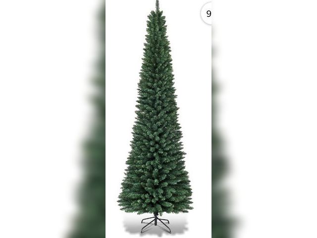 Lot 96-197314 - Costway 8Ft PVC Artificial Pencil Christmas Tree Slim Stand Green New