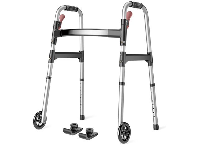 Lot 96-176088 - HOMLAND Folding Walkers for Seniors with Wheels, Lightweight Rolling Walker, Height Adjustable Stand...