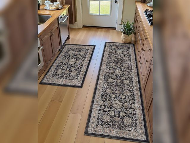 Lot 96-191157 - LUMI Kitchen Rug Set of 2, Washable Skin-Friendly Kitchen Floor Mats 2 Piece, Soft Throw Rug, Waterp...