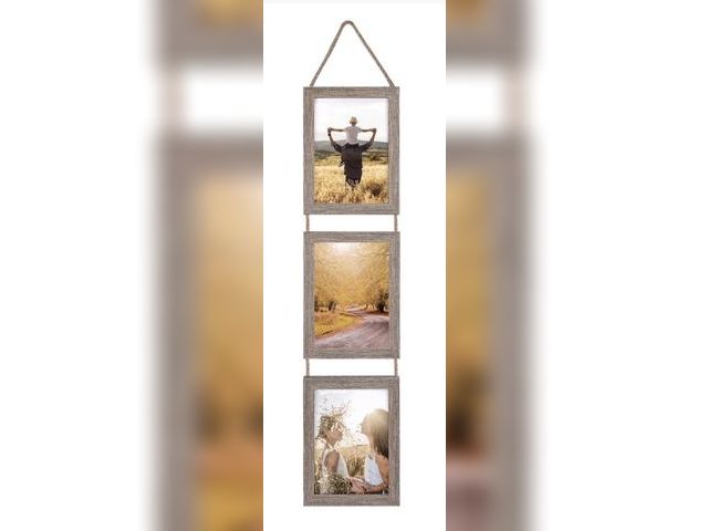 Lot 96-232752 - 5x7 Collage Hanging Triple Picture Frames Set, Rustic Opening Vertical Frame Made to Display 5 by 7 ...