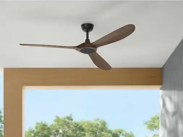 Lot 96-145504 - Home Decorators CollectionTager 60 in. Smart Indoor/Outdoor Matte Black with Whiskey Barrel Blades C...