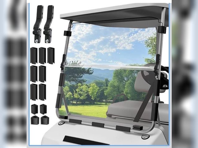 Lot 96-209958 - 5MM Thick Upgrade PC Foldable Club Car DS Windshield with Heavy Duty Hinges Only Fit for 1982-2000.5...