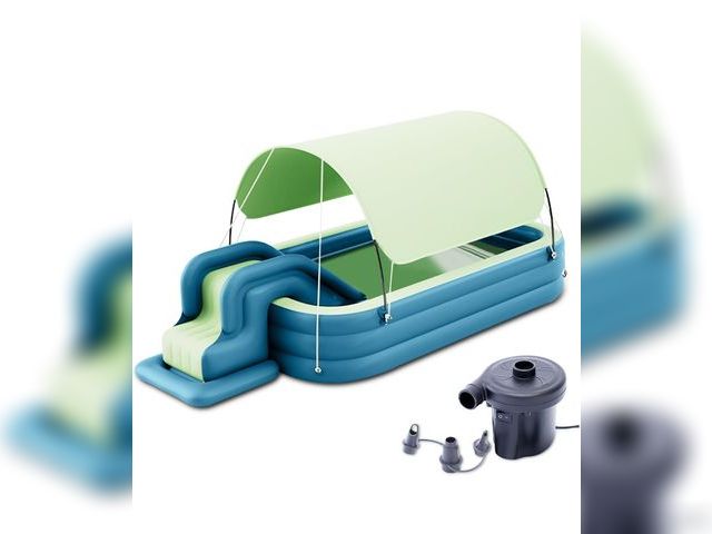 Lot 96-176367 - Ergocar Inflatable Swimming Pool with Water Slide, Inflatable Slide Water Pool with Awning, includes...