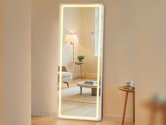 Lot 96-180448 - Full Length Standing Mirror with LED Lights, Lighted Floor Mirror with Stand, Aluminum Alloy Thin Fr...