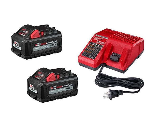 Lot 96-164998 - Milwaukee M18 18-Volt Lithium-lon High
Output Starter Kit with Two 6.0 Ah Battery and Charger MSRP $...