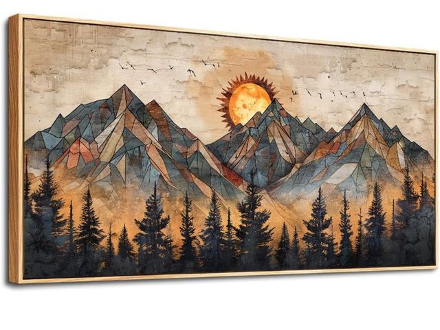 Lot 96-163932 - Boho Wall Art for Living Room Large Canvas Wall Decor for Bedroom Office Decorations Abstract Wall P...