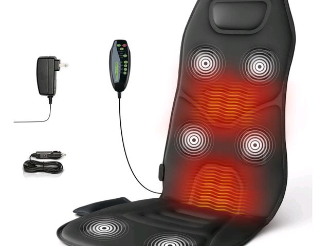 Lot 96-233201 - Back Massager  with Heat, Car Chair Massager Pad  with 6 Vibrating Motors, Massage Seat Cushion Gift...